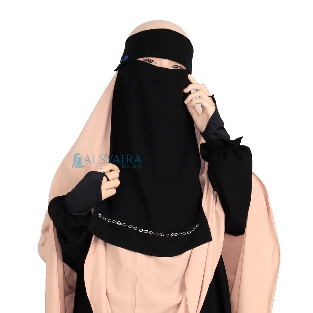 Alsyahra Exclusive Niqab Poni Alfida Sifon Silk Jetblack