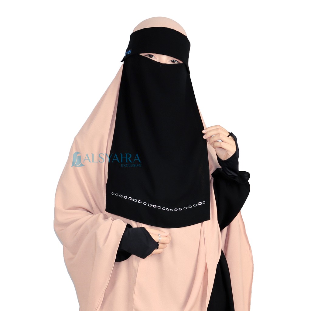 Alsyahra Exclusive Niqab Poni Alfida Sifon Silk Jetblack
