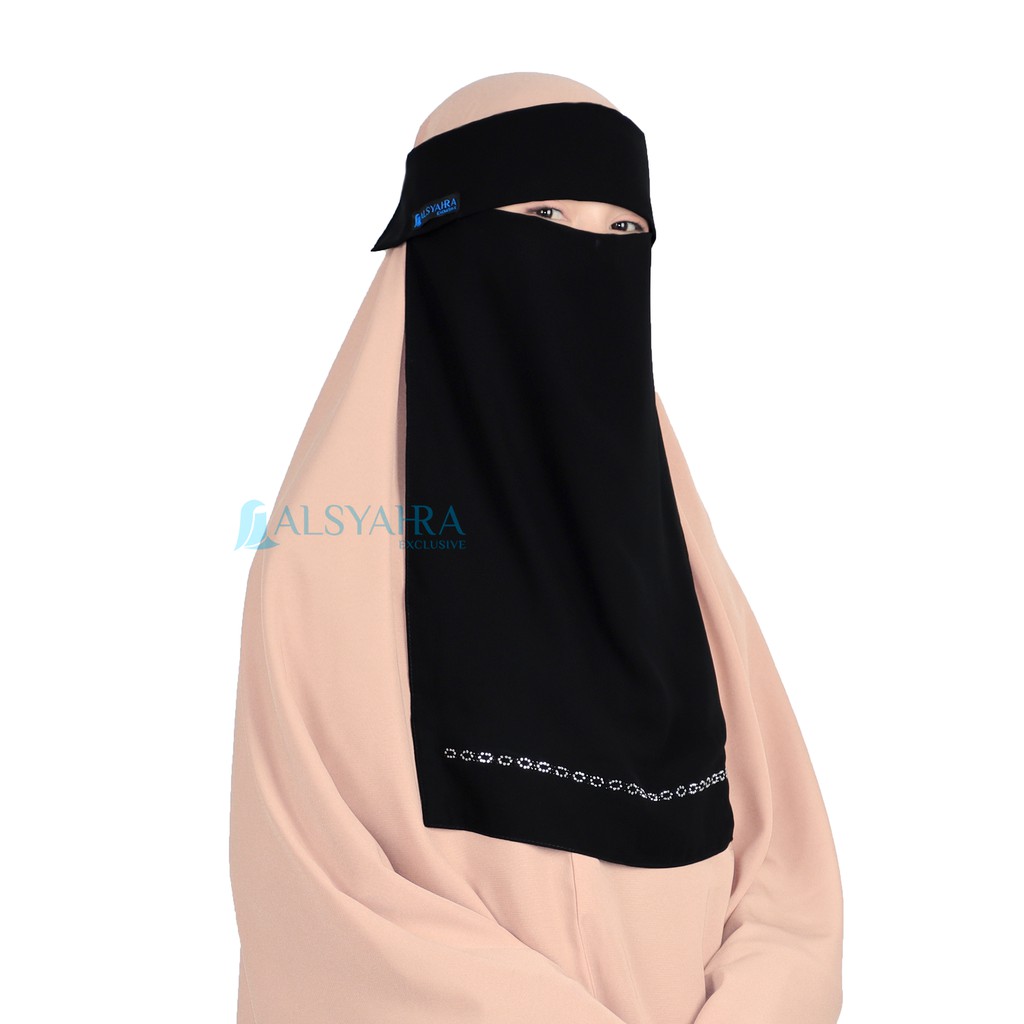 Alsyahra Exclusive Niqab Poni Alfida Sifon Silk Jetblack