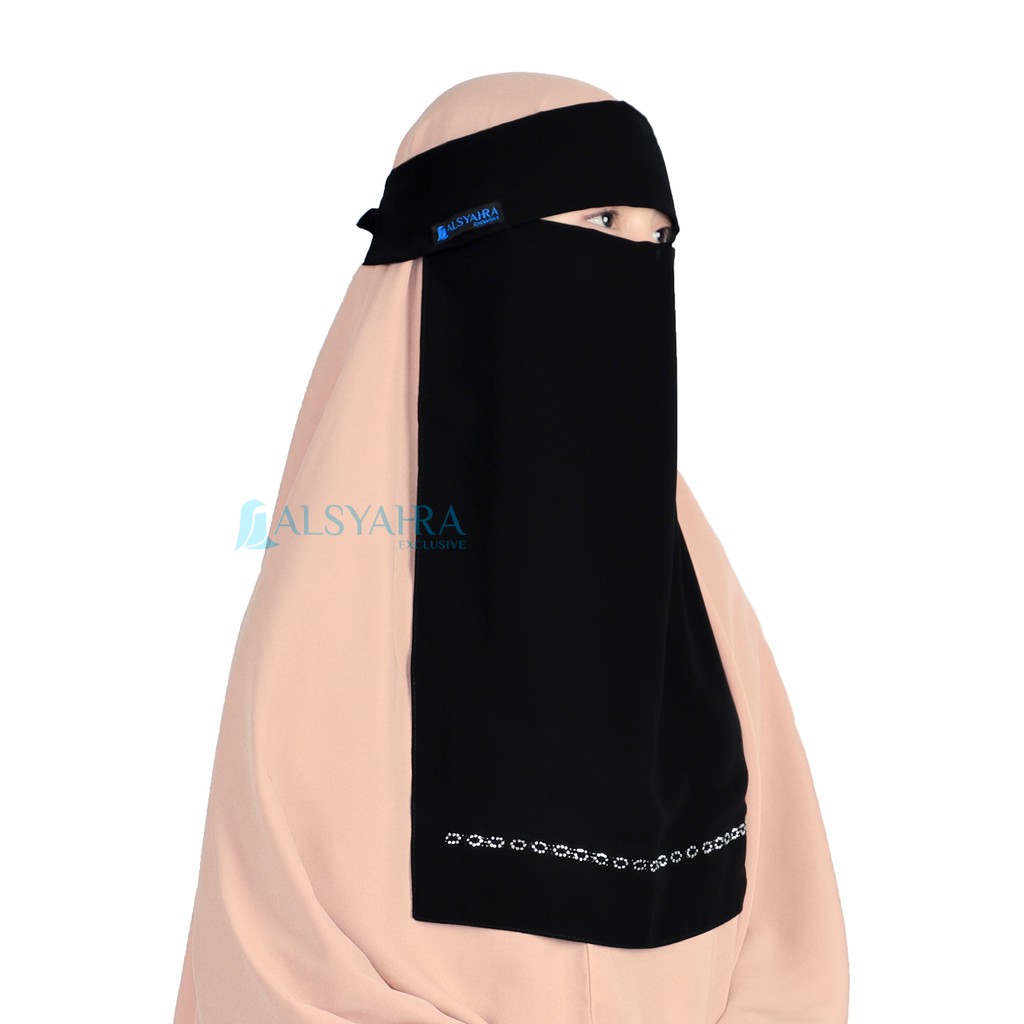 Alsyahra Exclusive Niqab Poni Alfida Sifon Silk Jetblack