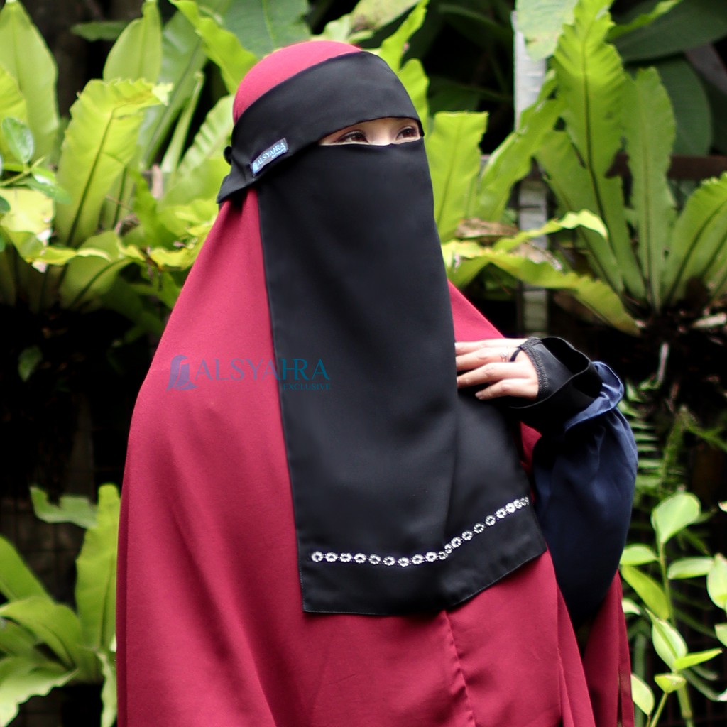 Alsyahra Exclusive Niqab Poni Alfida Sifon Silk Jetblack