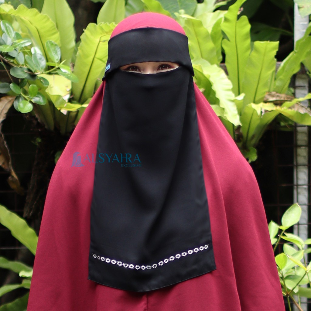 Alsyahra Exclusive Niqab Poni Alfida Sifon Silk Jetblack