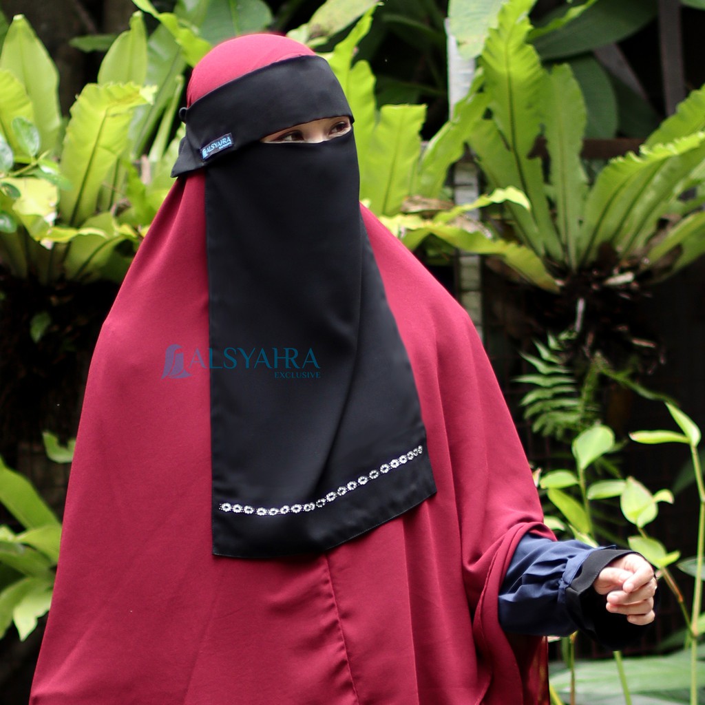 Alsyahra Exclusive Niqab Poni Alfida Sifon Silk Jetblack