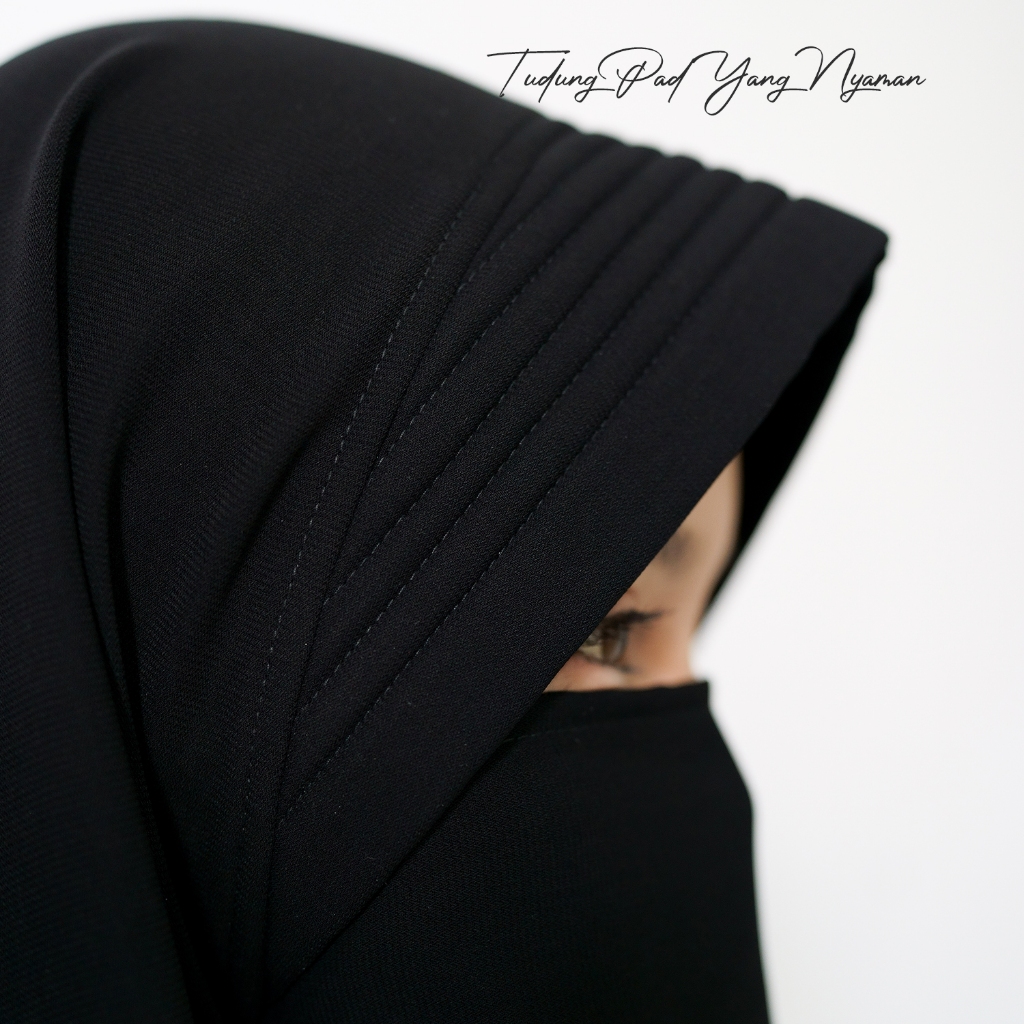 Alsyahra Exclusive - Set Khimar Syari Marwah PAD Cadar Tali Jetblack Size XXL