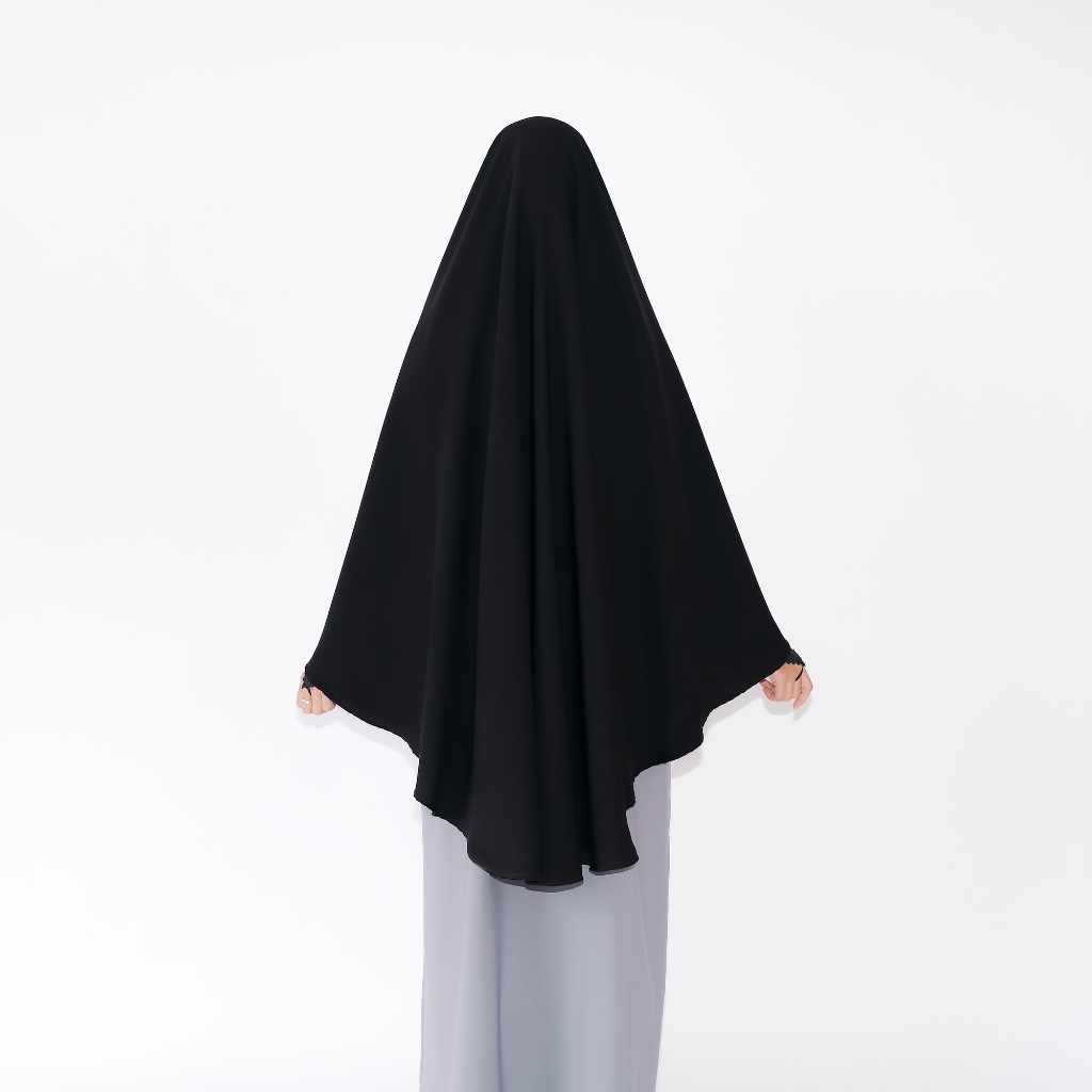 Alsyahra Exclusive - Set Khimar Syari Marwah PAD Cadar Tali Jetblack Size L
