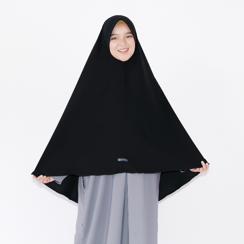 Alsyahra Exclusive - Set Khimar Syari Marwah PAD Cadar Tali Jetblack Size L