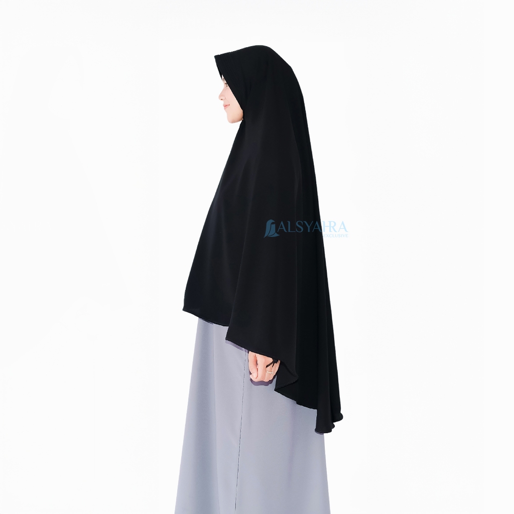 Alsyahra Exclusive - Set Khimar Syari Marwah PAD Cadar Tali Jetblack Size L