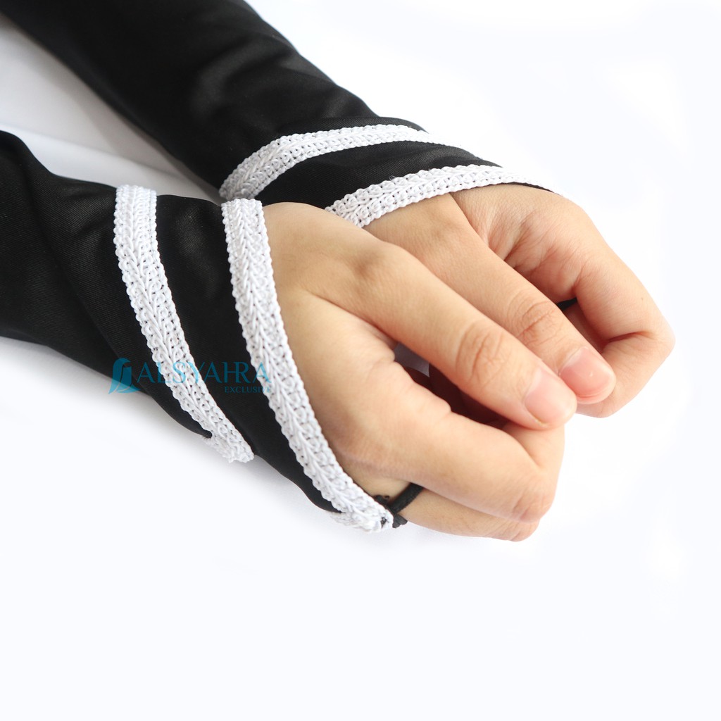 Alsyahra Exclusive Manset Handsock Cincin Motif Qaf Duo White