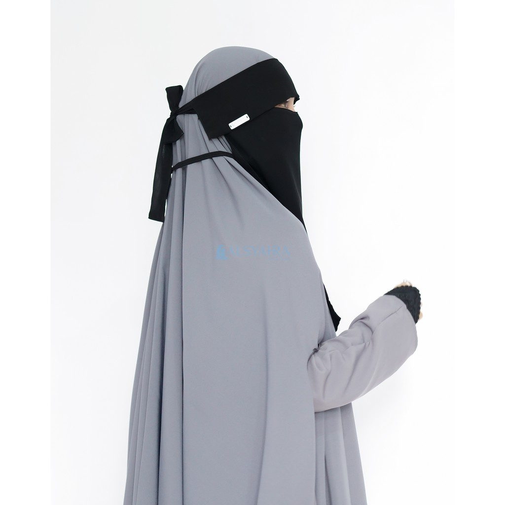 Alsyahra Exclusive Masker Cadar Niqab Poni Himayah Sifon Silk Jetblack