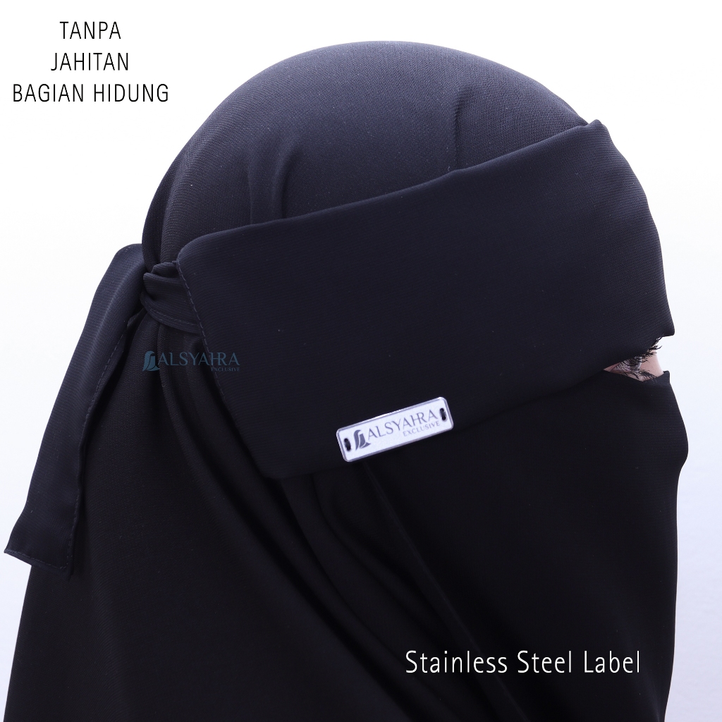 Alsyahra Exclusive - Niqab Poni Kiswah Stripe Sifon Silk Jetblack Arab