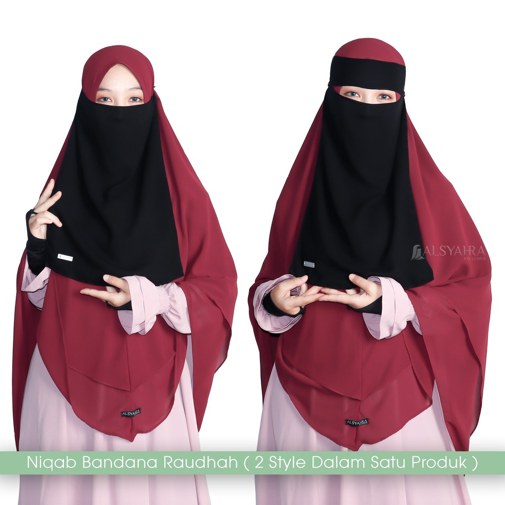 Alsyahra Exclusive Niqab Bandana Raudhah Sifon Silk Jetblack