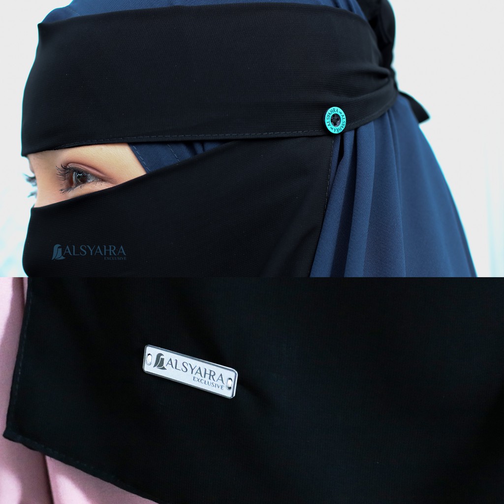 Alsyahra Exclusive Niqab Bandana Raudhah Sifon Silk Jetblack