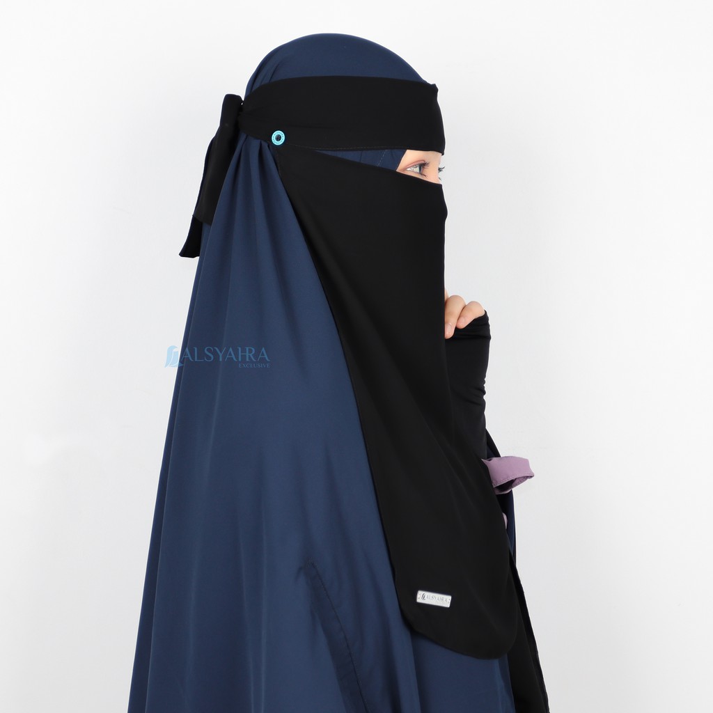 Alsyahra Exclusive Niqab Bandana Raudhah Sifon Silk Jetblack