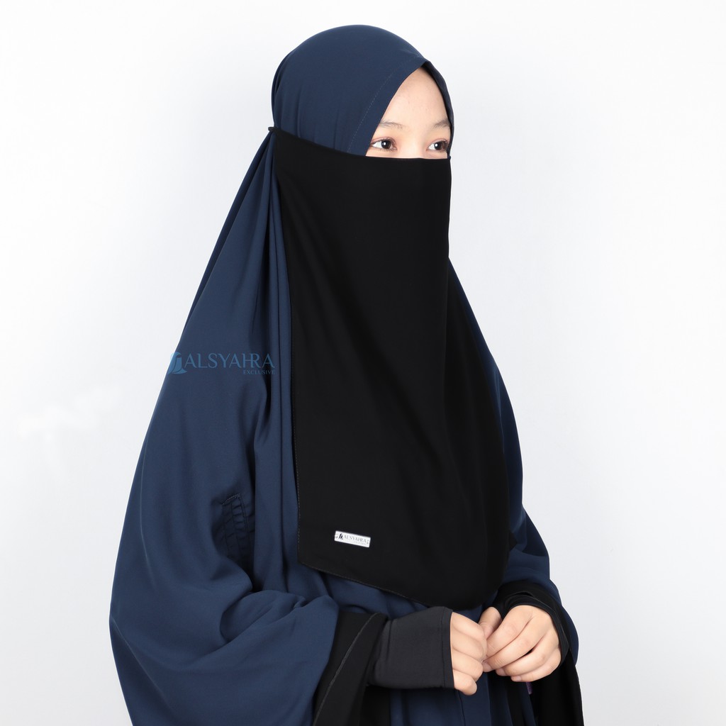 Alsyahra Exclusive Niqab Bandana Raudhah Sifon Silk Jetblack
