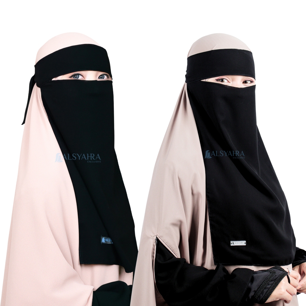 Alsyahra Exclusive - Niqab Bandana Sifon Silk Jetblack Arab