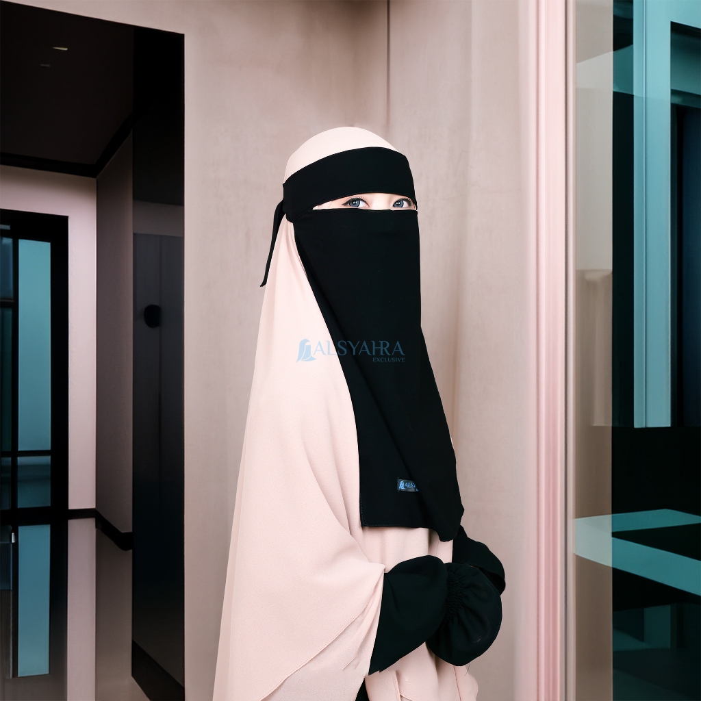 Alsyahra Exclusive - Niqab Bandana Sifon Silk Jetblack Arab