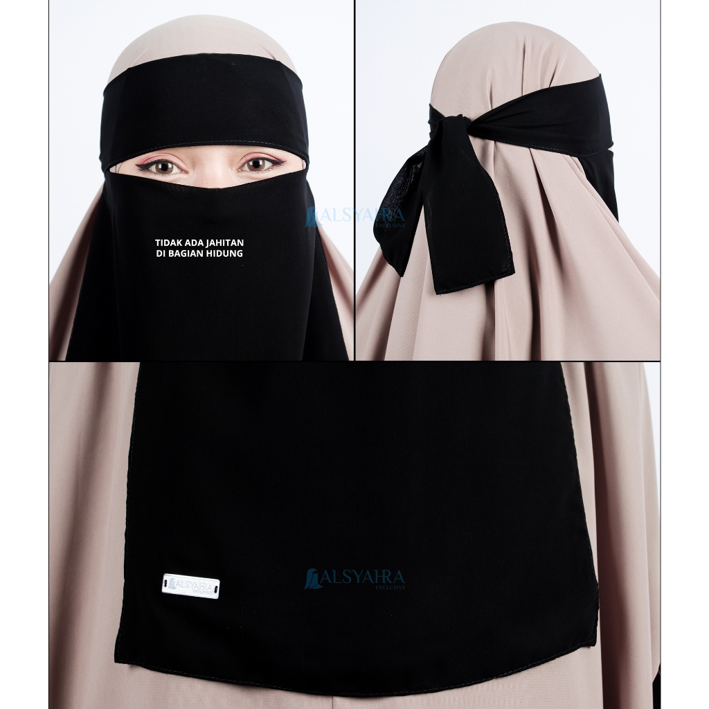 Alsyahra Exclusive - Niqab Bandana Sifon Silk Jetblack Arab