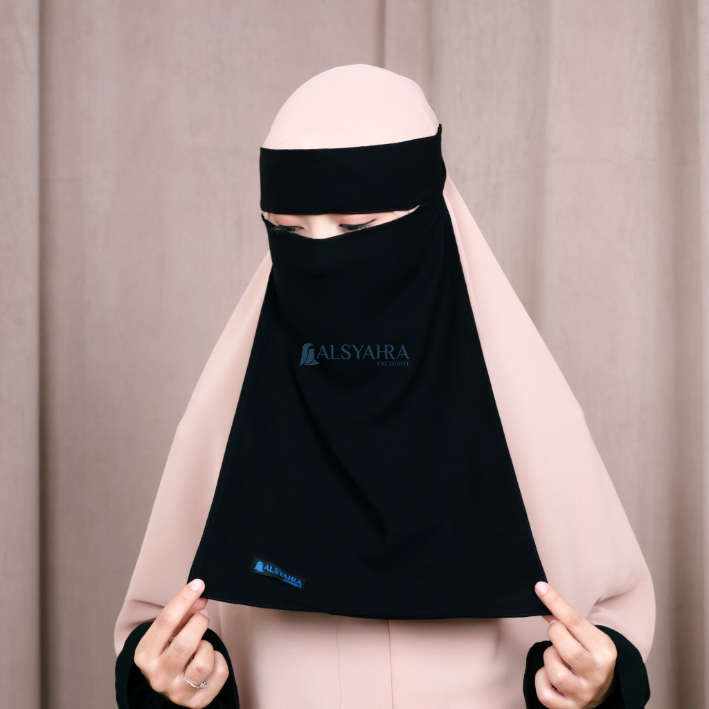 Alsyahra Exclusive - Niqab Bandana Sifon Silk Jetblack Arab