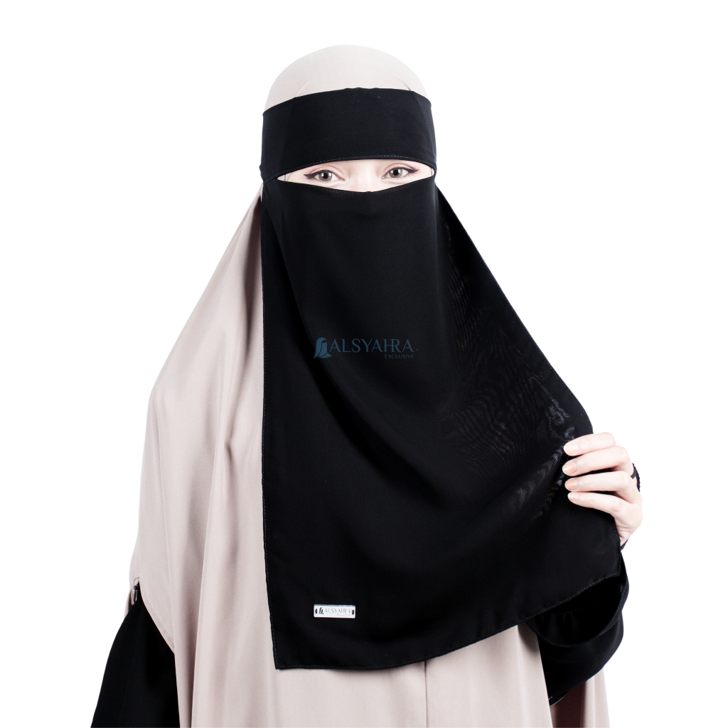 Alsyahra Exclusive - Niqab Bandana Sifon Silk Jetblack Arab