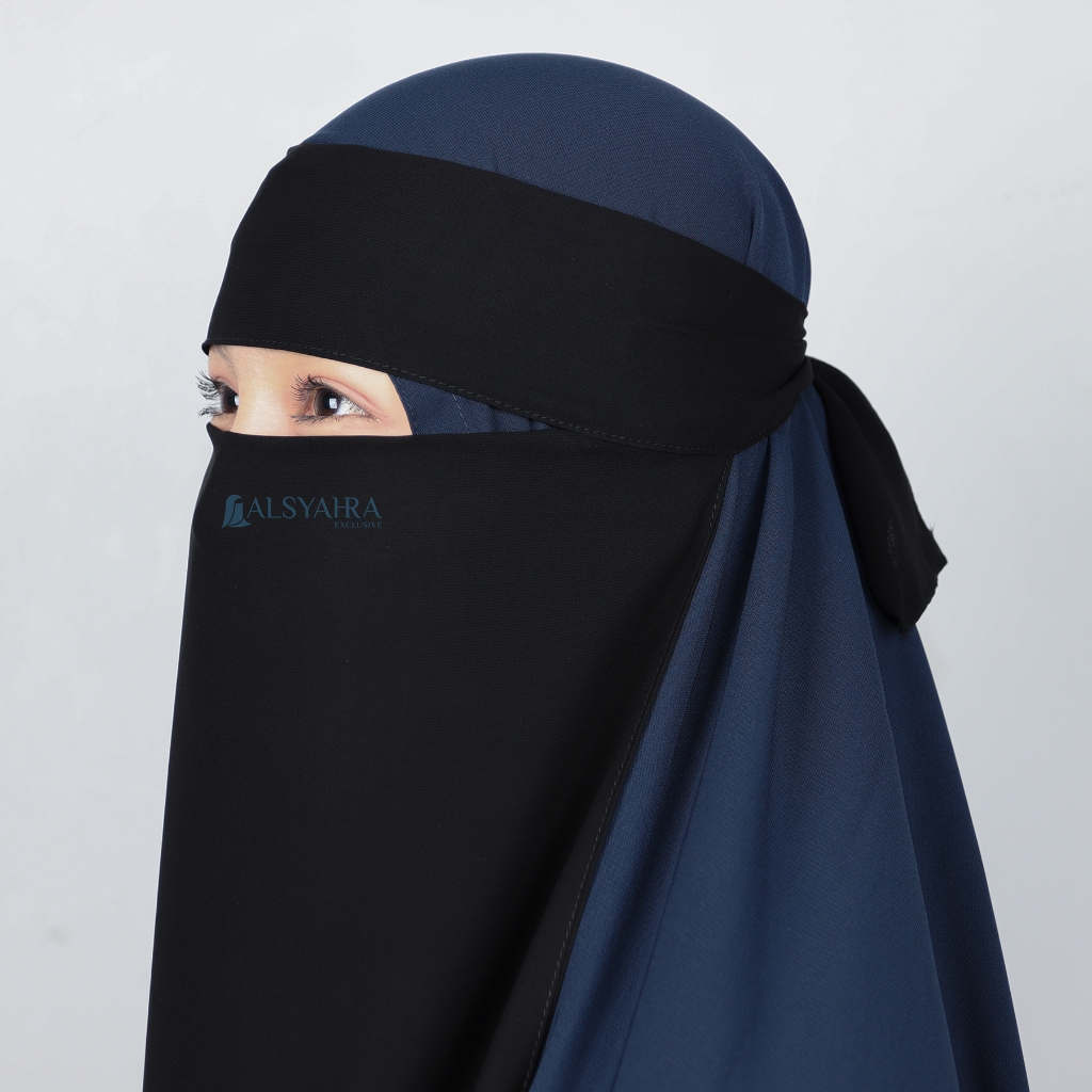 Alsyahra Exclusive - Niqab Bandana Sifon Silk Jetblack Arab