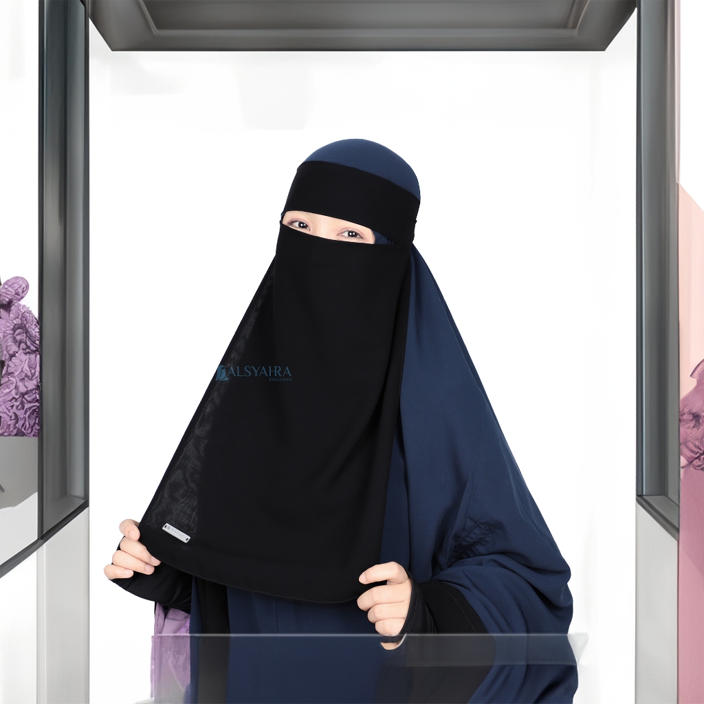 Alsyahra Exclusive - Niqab Bandana Sifon Silk Jetblack Arab