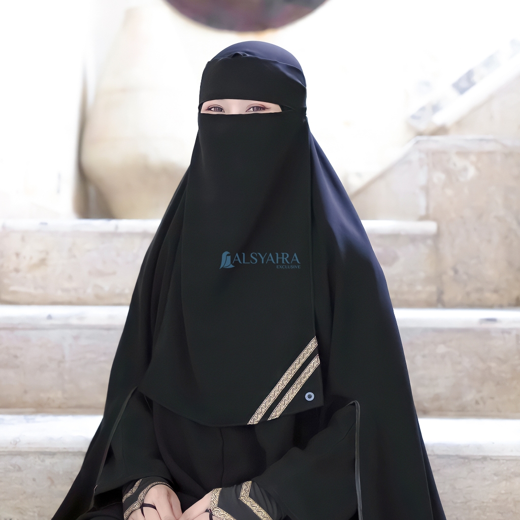 Alsyahra Exclusive - Niqab Bandana Kiswah Sifon Silk Jetblack Arab