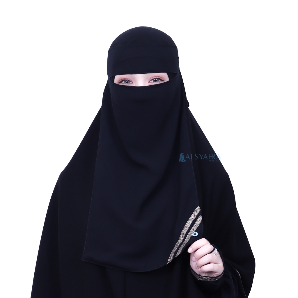 Alsyahra Exclusive - Niqab Bandana Kiswah Sifon Silk Jetblack Arab