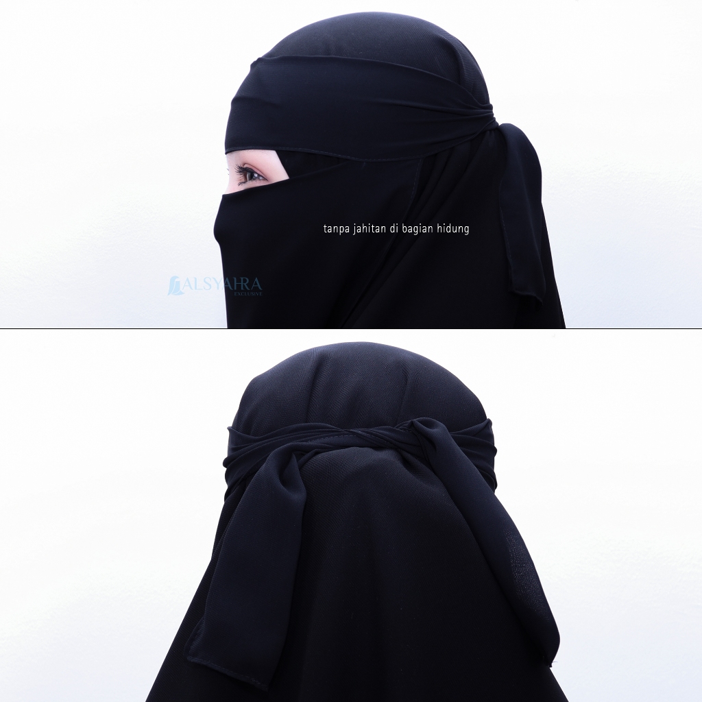 Alsyahra Exclusive - Niqab Bandana Kiswah Sifon Silk Jetblack Arab