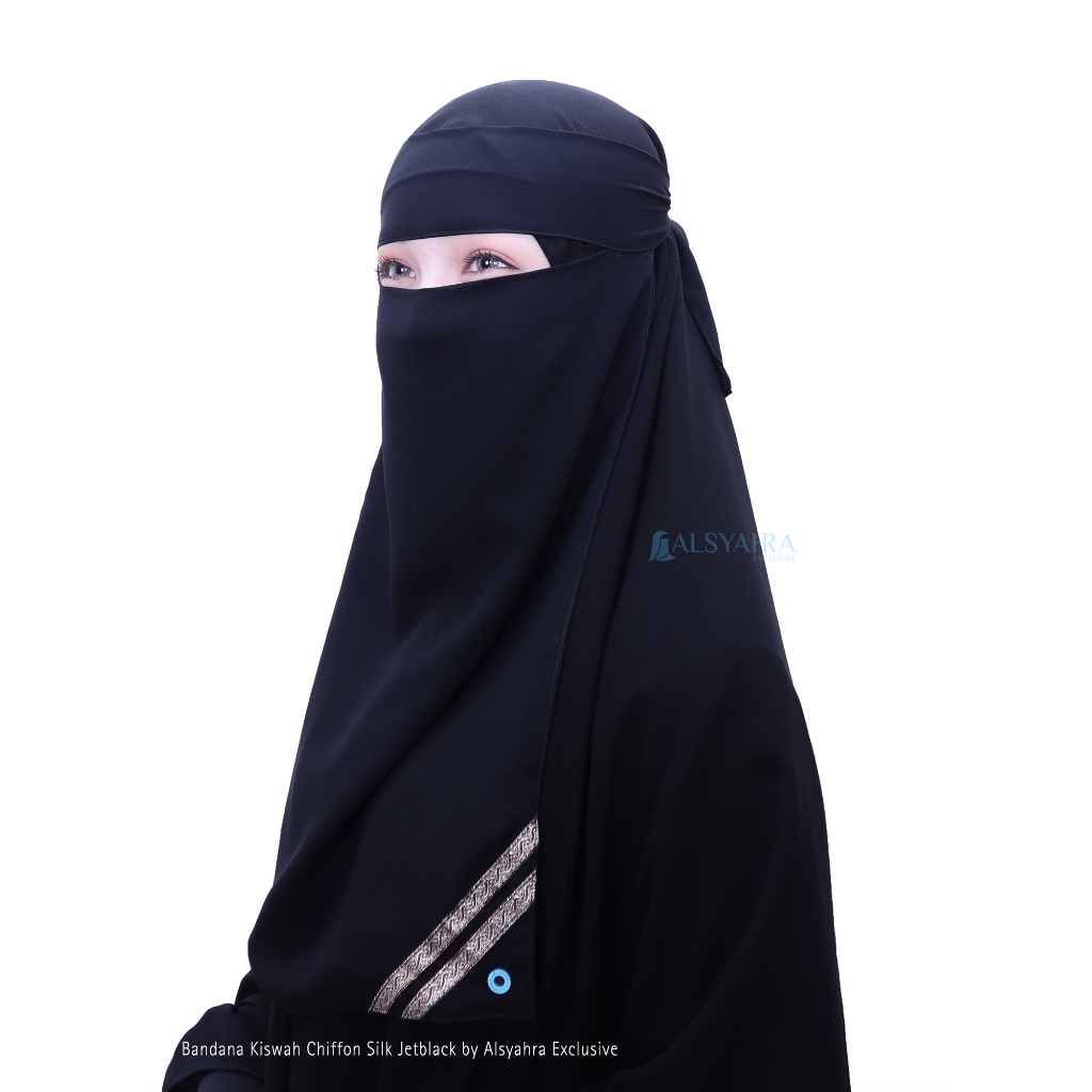 Alsyahra Exclusive - Niqab Bandana Kiswah Sifon Silk Jetblack Arab