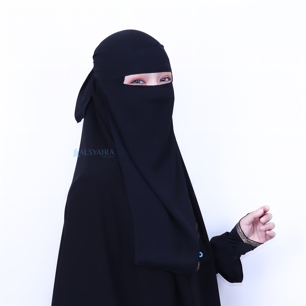 Alsyahra Exclusive - Niqab Bandana Kiswah Sifon Silk Jetblack Arab