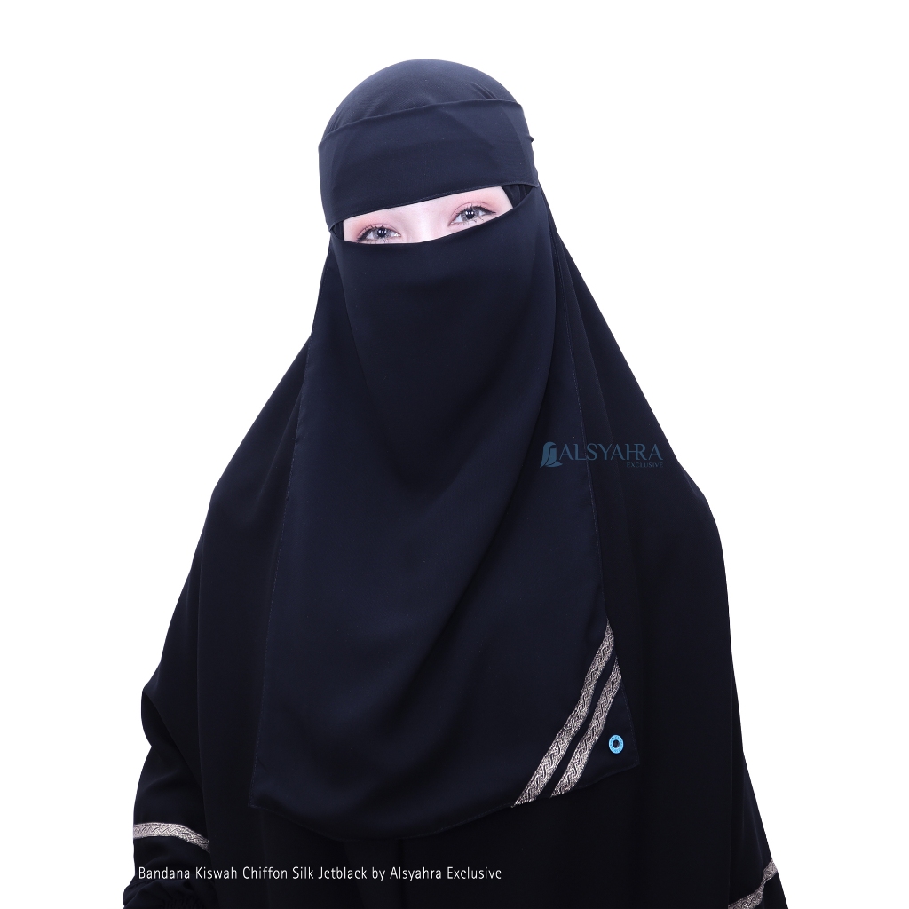 Alsyahra Exclusive - Niqab Bandana Kiswah Sifon Silk Jetblack Arab