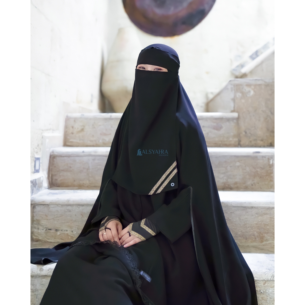 Alsyahra Exclusive - Niqab Bandana Kiswah Sifon Silk Jetblack Arab