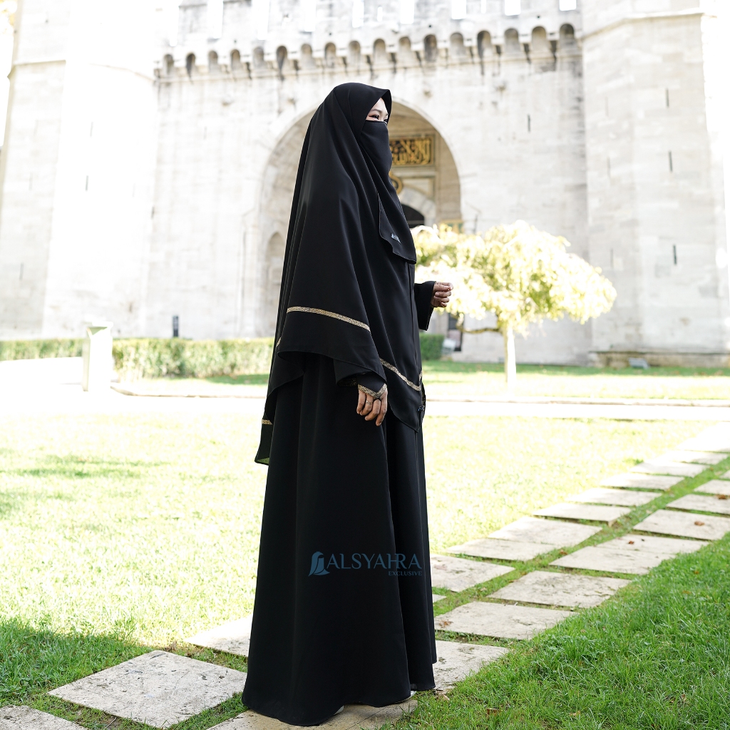 Alsyahra Exclusive - Set Khimar Instan Syari Kiswah Cadar Jetblack