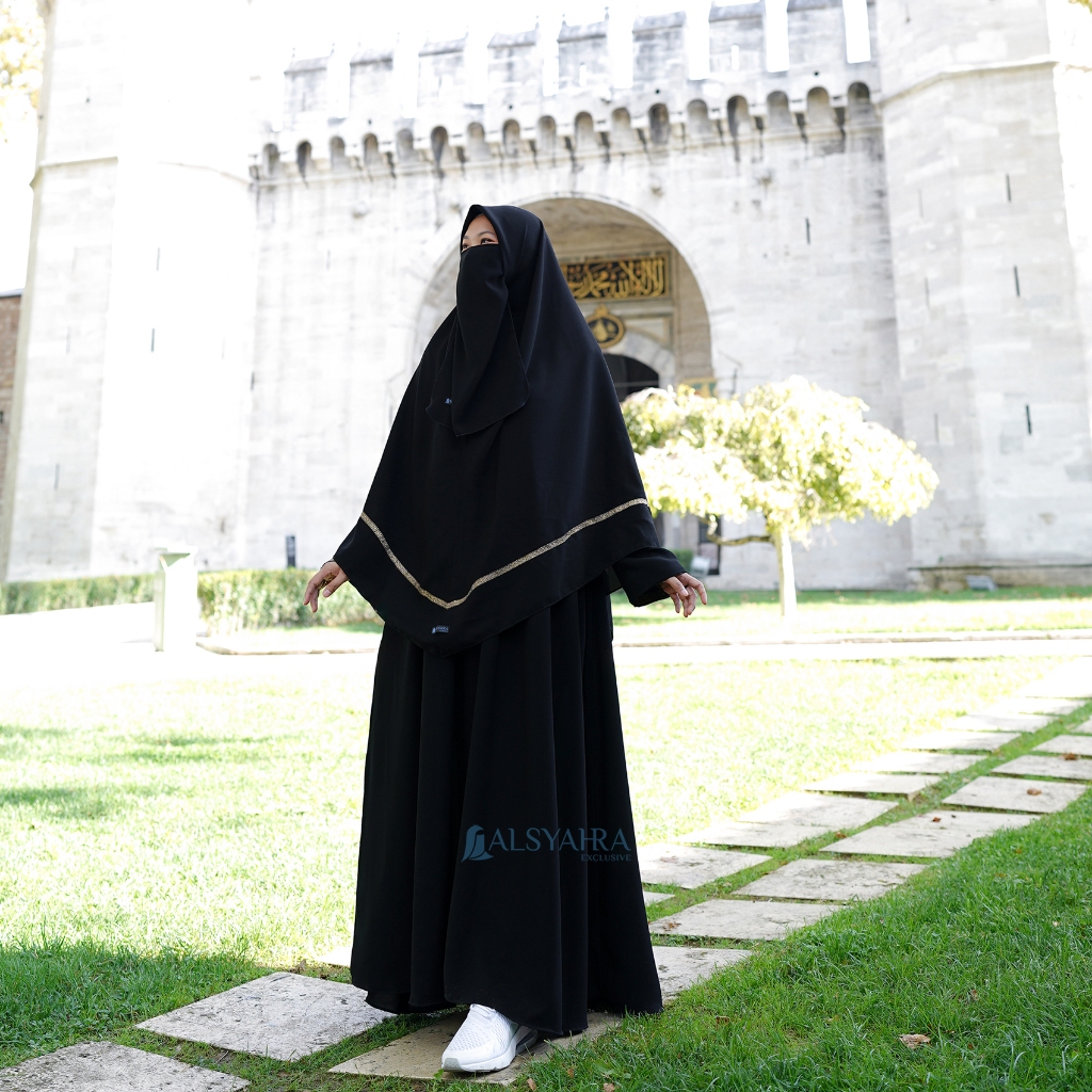 Alsyahra Exclusive - Set Khimar Instan Syari Kiswah Cadar Jetblack