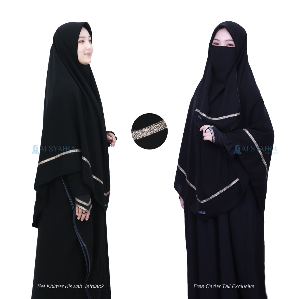 Alsyahra Exclusive - Set Khimar Instan Syari Kiswah Cadar Jetblack