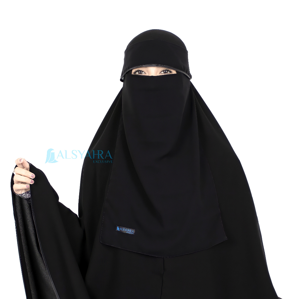 Alsyahra Exclusive - Niqab Poni Bisban Sifon Silk Jetblack Arab