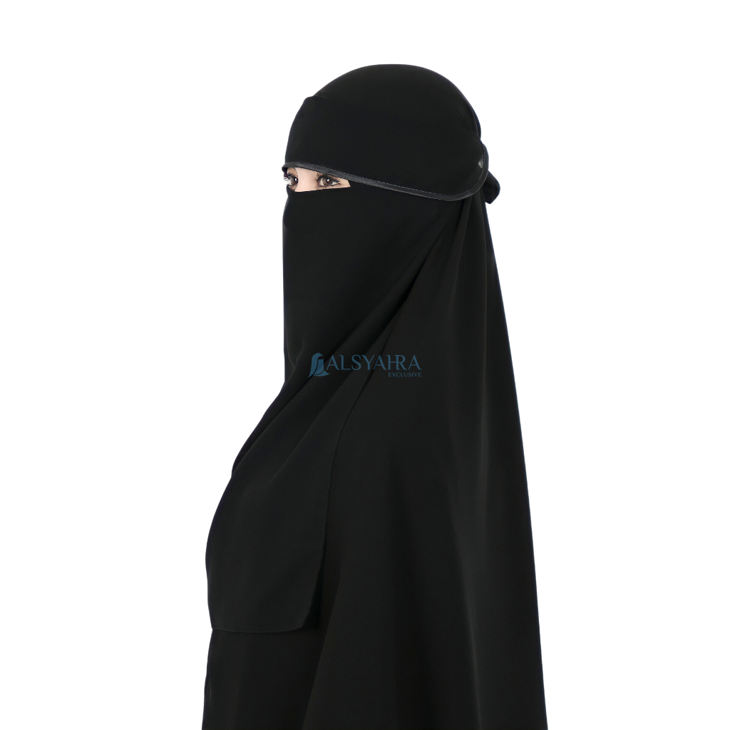 Alsyahra Exclusive - Niqab Poni Bisban Sifon Silk Jetblack Arab
