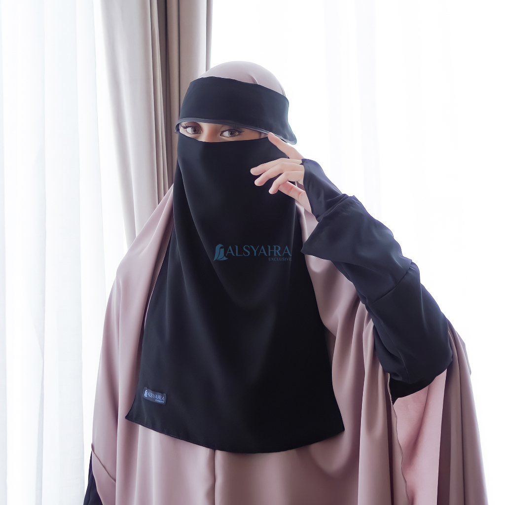 Alsyahra Exclusive - Niqab Poni Bisban Sifon Silk Jetblack Arab