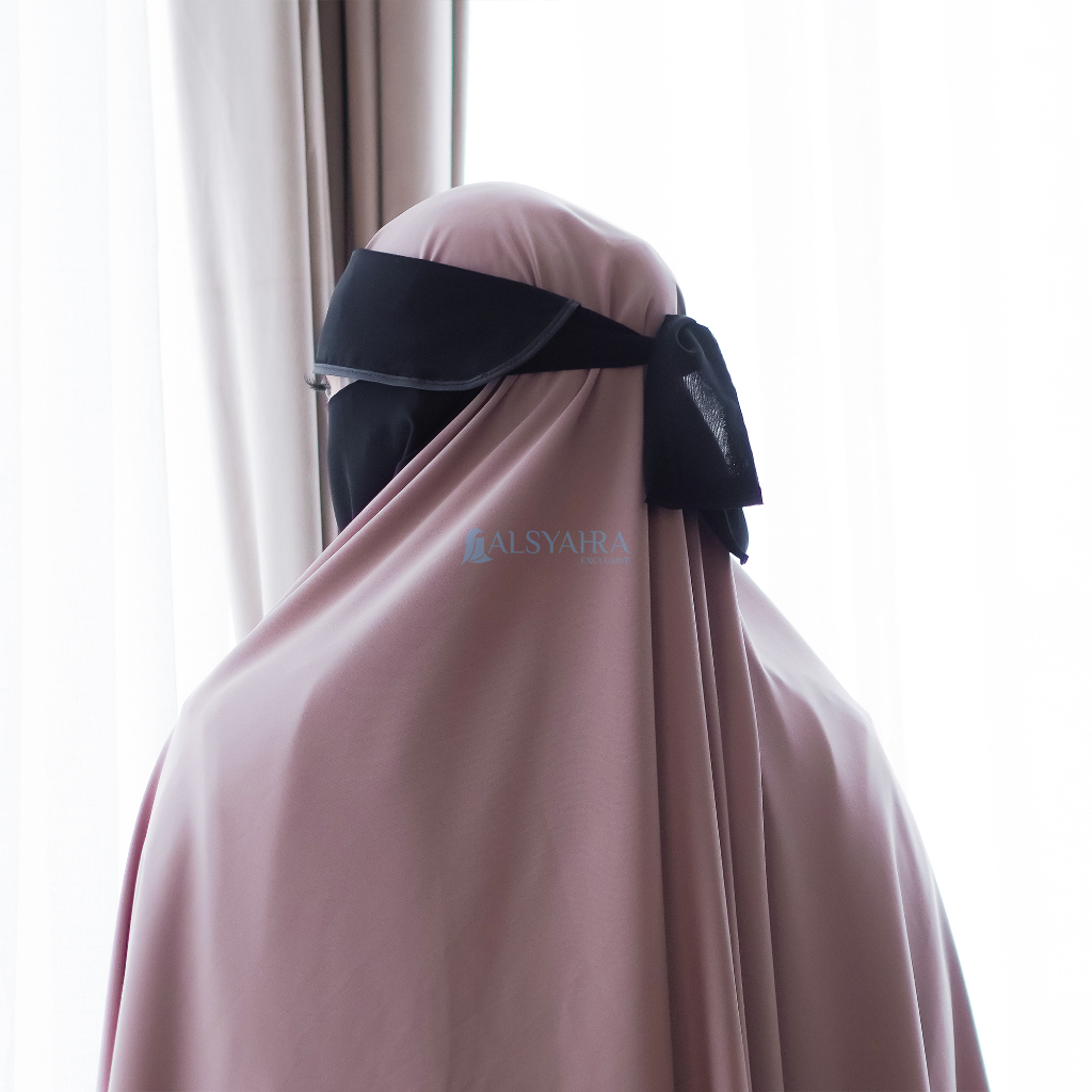 Alsyahra Exclusive - Niqab Poni Bisban Sifon Silk Jetblack Arab