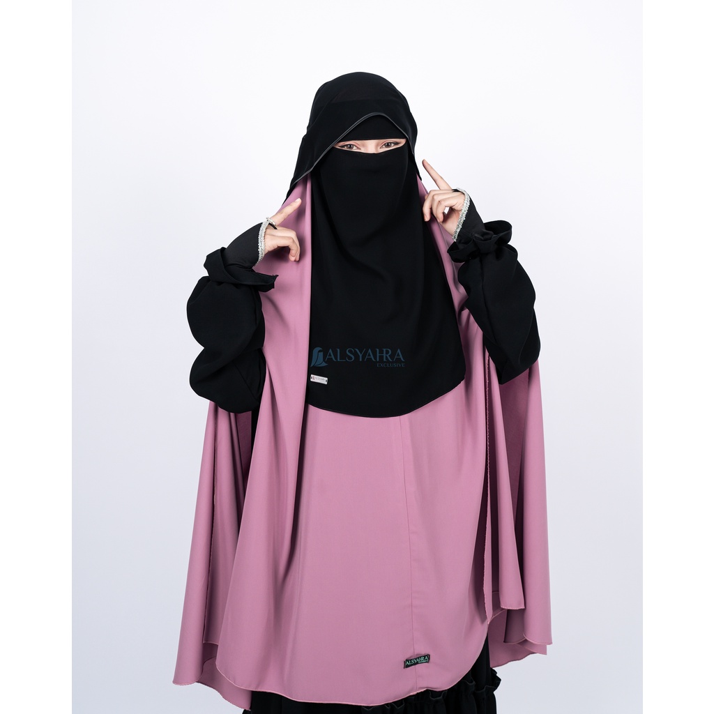 Alsyahra Exclusive - Niqab Butterfly Kancing Sifon Silk Jetblack