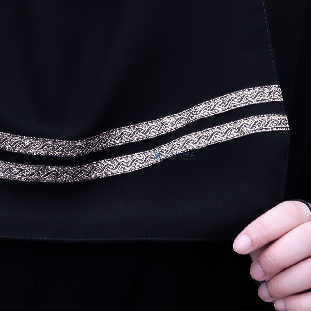 Alsyahra Exclusive - Niqab Bandana Kiswah Stripe Sifon Silk Jetblack Arab