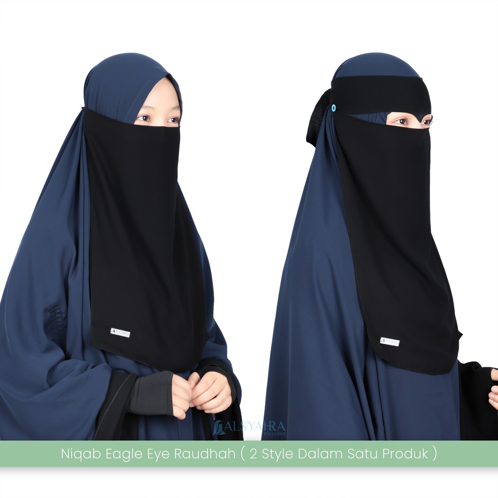 Alsyahra Exclusive Niqab Bandana Eagle Eye Raudhah Sifon Silk Jetblack
