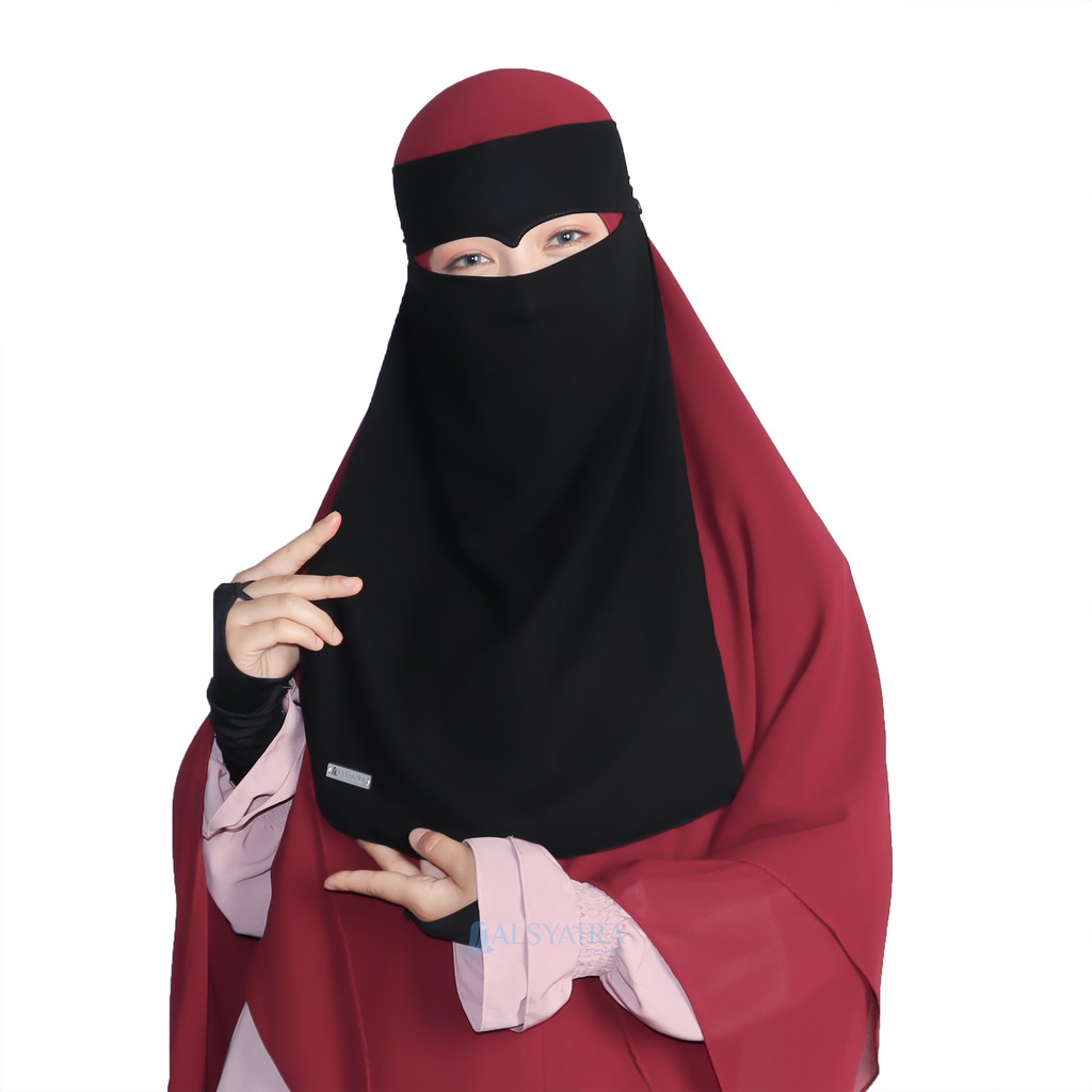 Alsyahra Exclusive Niqab Bandana Eagle Eye Raudhah Sifon Silk Jetblack