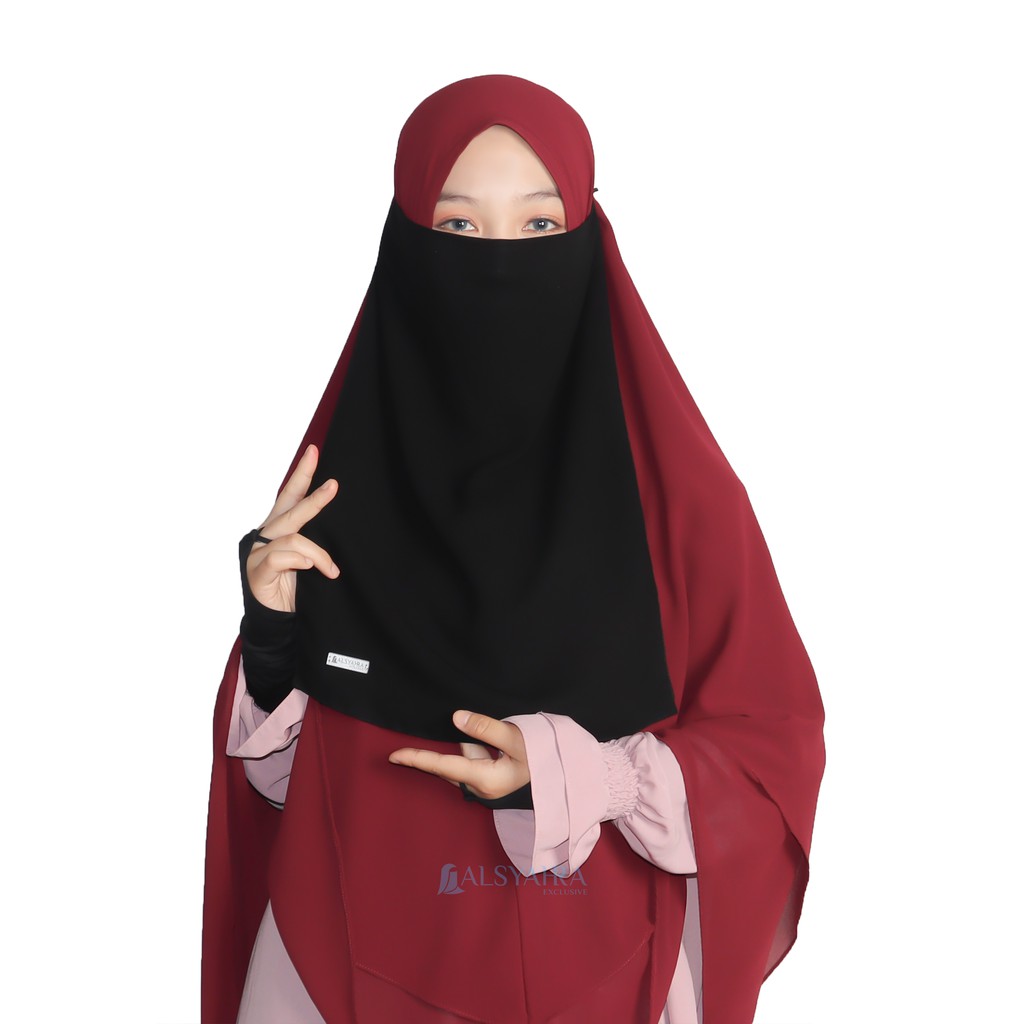Alsyahra Exclusive Niqab Bandana Eagle Eye Raudhah Sifon Silk Jetblack