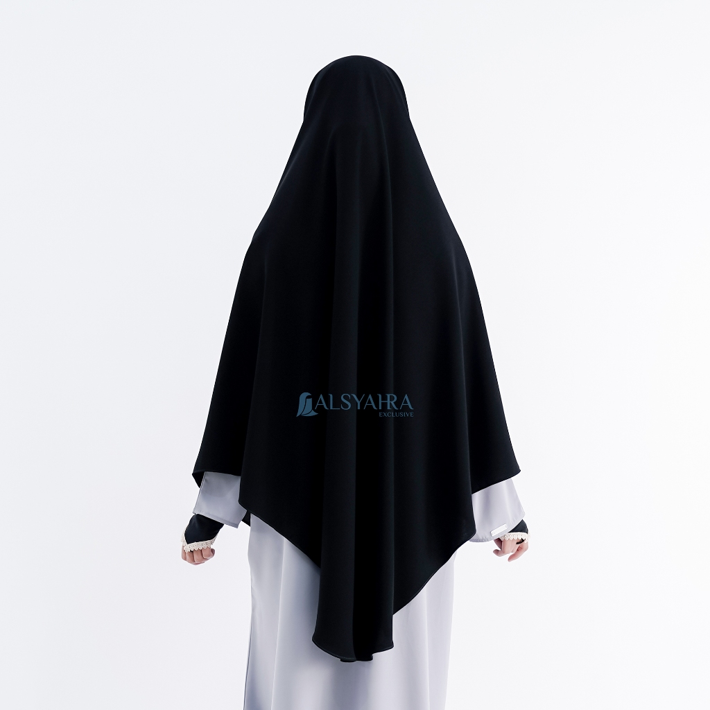 Alsyahra Exclusive - Set Khimar Instan Syari Aisyah Cadar Tali Jetblack