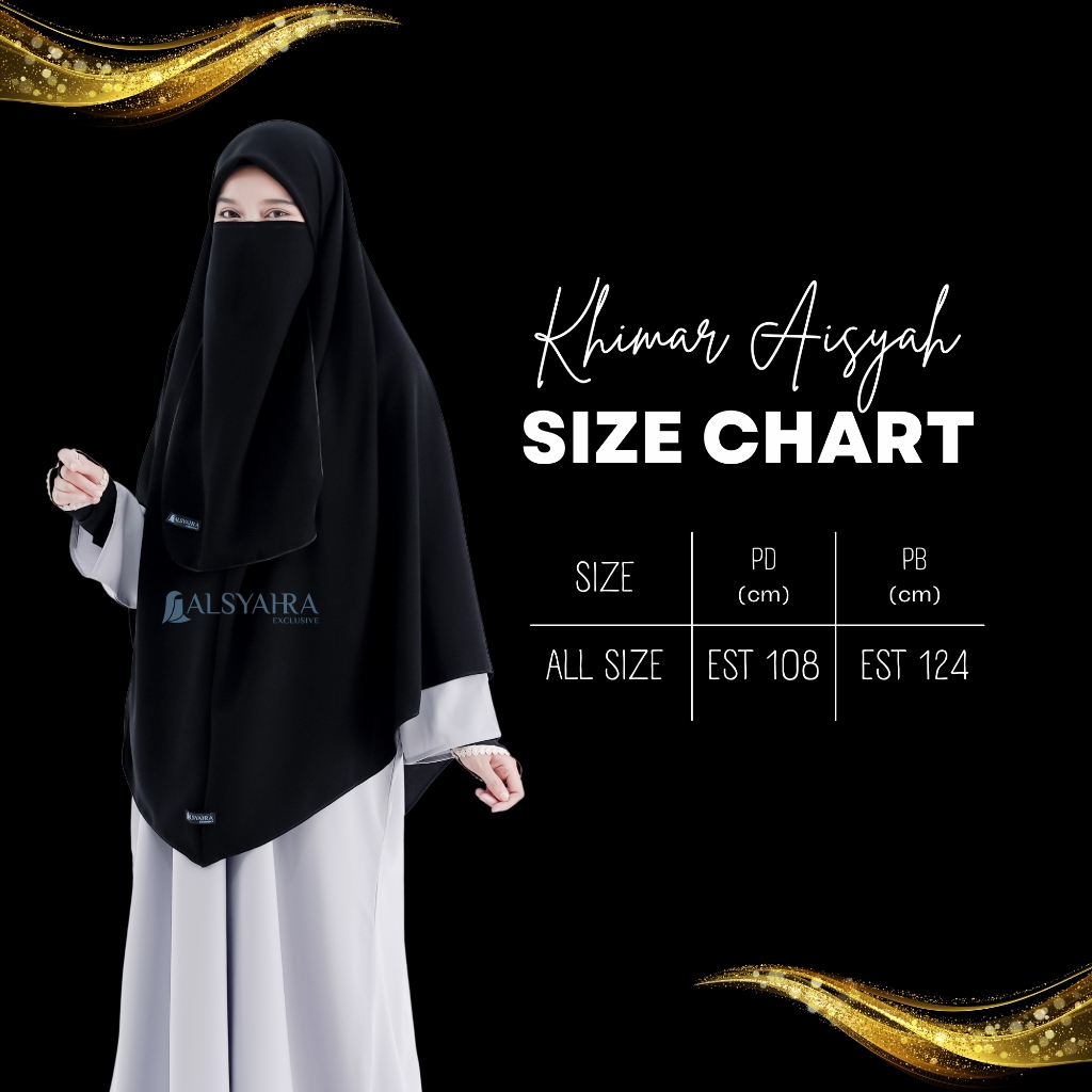 Alsyahra Exclusive - Set Khimar Instan Syari Aisyah Cadar Tali Jetblack