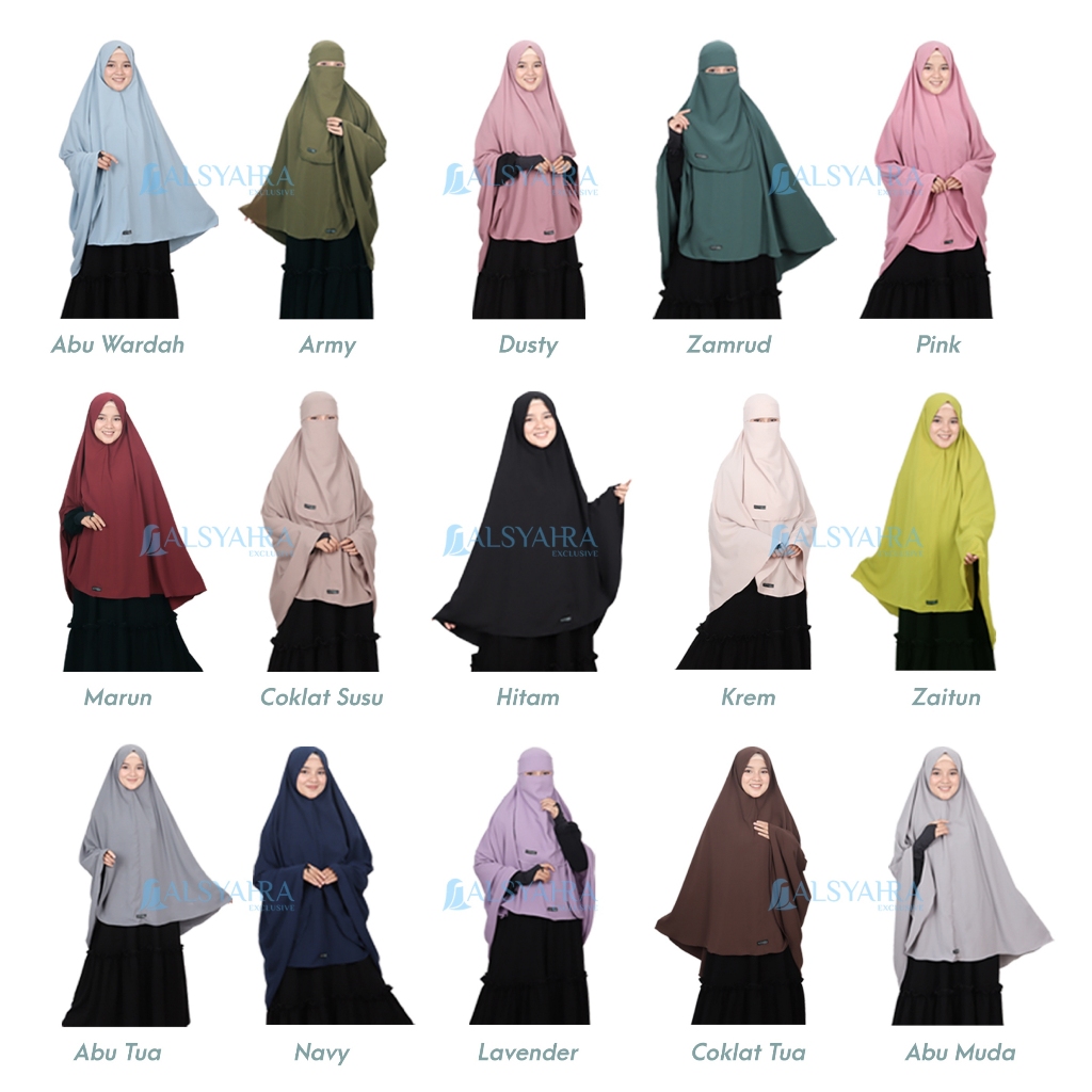 Alsyahra Exclusive - Set Khimar Syari Handsplit PAD Cadar Tali WF Premium